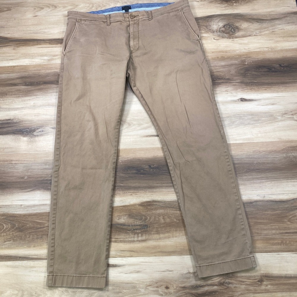 J.Crew 484 Slim Chino Pants Mens 36x32 Minimalist Stretch Cotton Khaki Brown